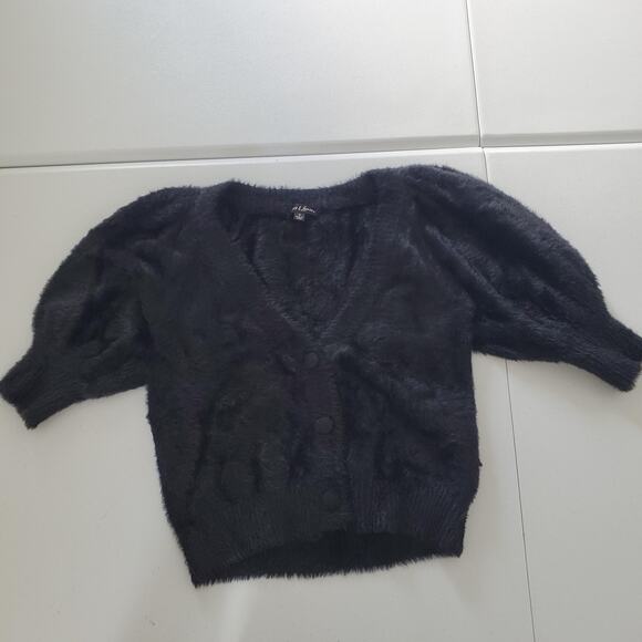 Y2K Goth Whimsigoth For Love & Lemons Sweater Womens Small Black Fuzzy Cardigan - Picture 1 of 8